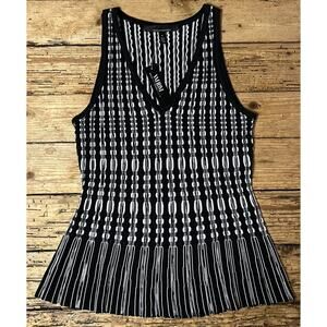 WHBM Womens Size S Black/White V Neck Tank NWT